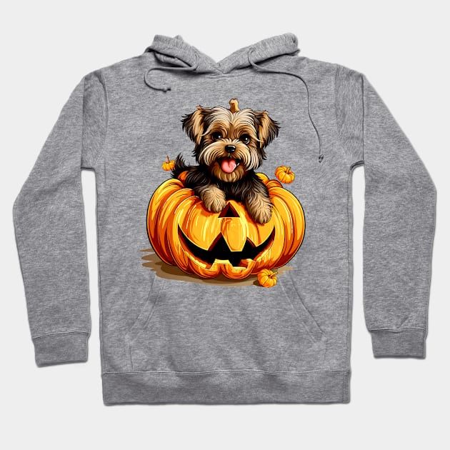 Yorkshire Terrier Dog inside Pumpkin #3 Hoodie by Chromatic Fusion Studio